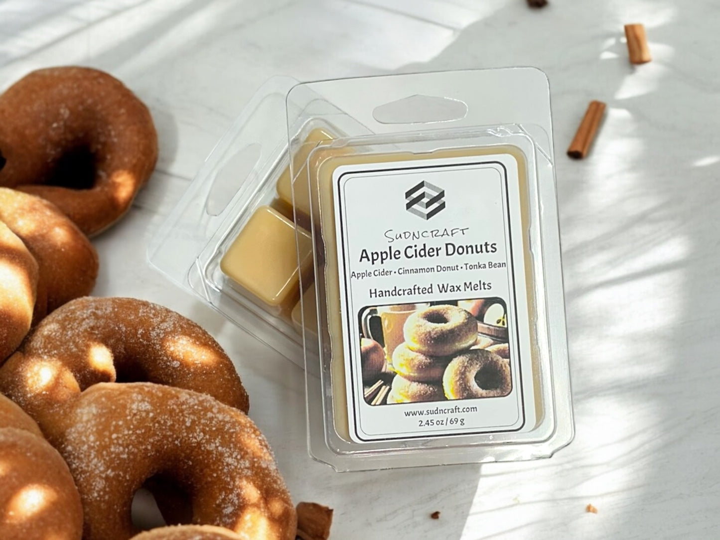 Spiced cinnamon and apple cider wax melts for fall.Spiced Wax Melts for Fall & Winter.