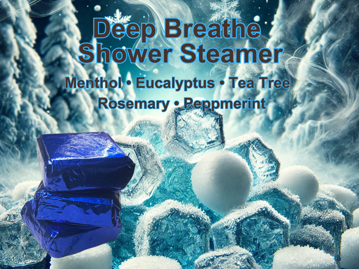handmade shower steamers, menthol shower steamers, essential oil shower steamers, aromatherapy shower steamers, sinus relief shower steamers, relaxation shower steamers, peppermint shower steamers, eucalyptus shower steamers