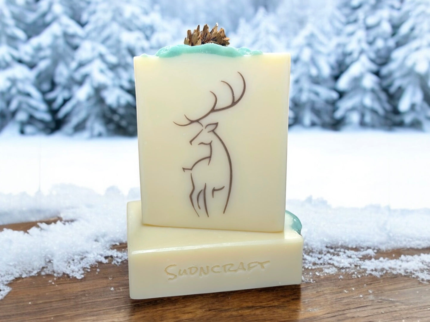 Winter Woods soap for men and woman, silver fir and blue spruce.