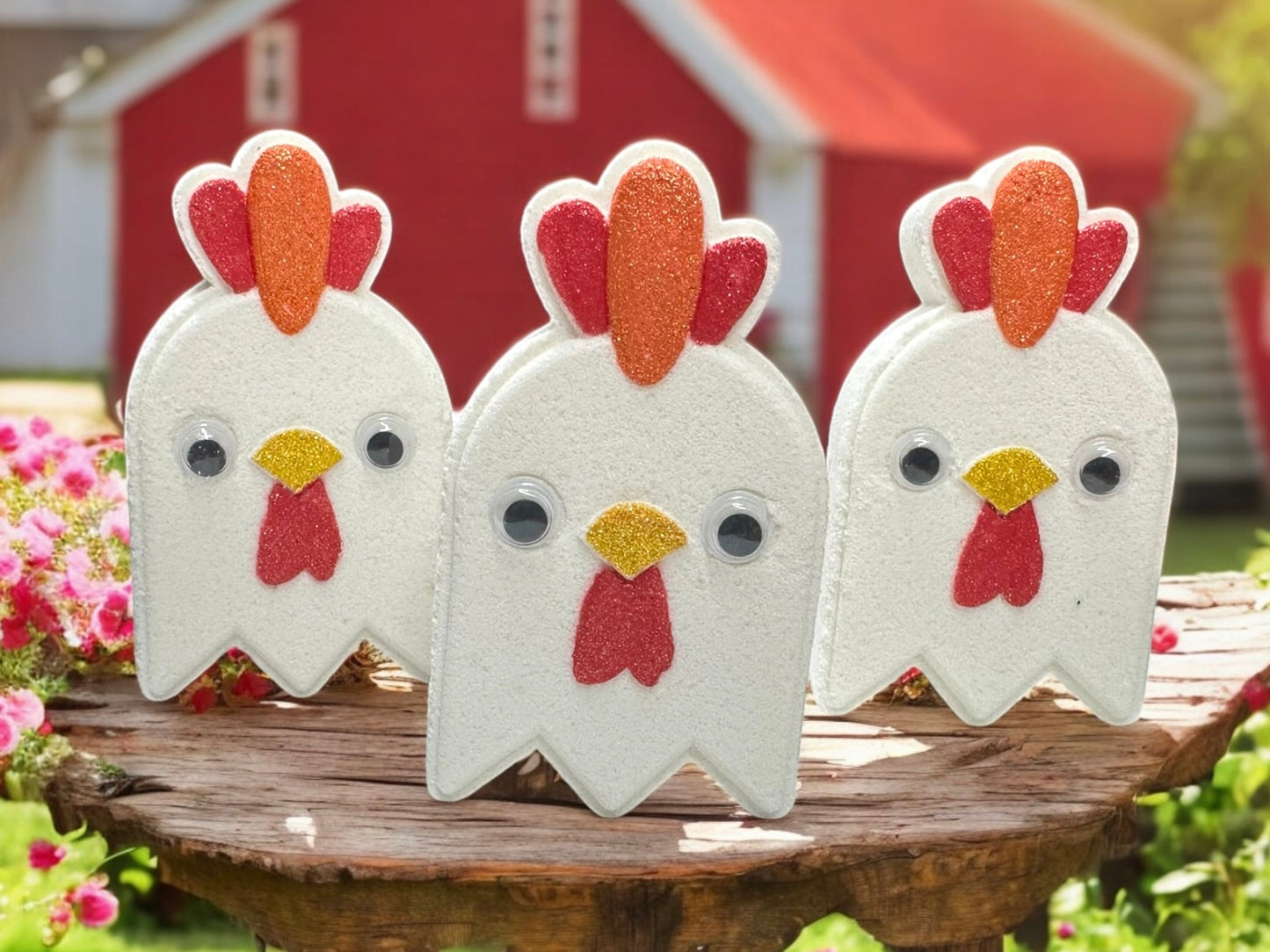 Scented with our Cherry Bomb fragrance, this quirky clucker fizzes up a fruity blast and releases hidden colors that turn your tub into a swirling rainbow coop.