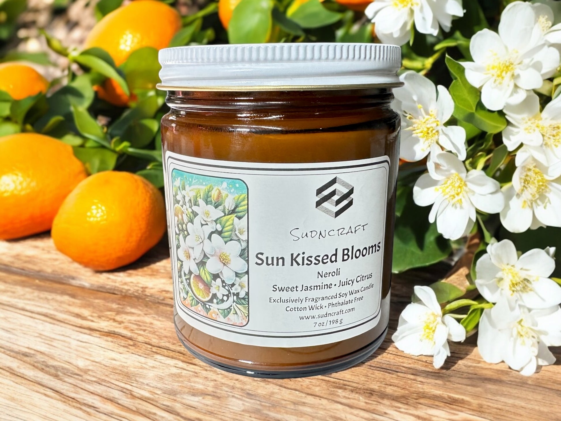 Handcrafted fragrance blend of Neroli, sweet jasmine & bright citrus for a fresh, floral escape