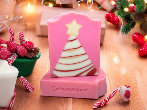 Candy Cane striped tree soap for holiday season gifts.