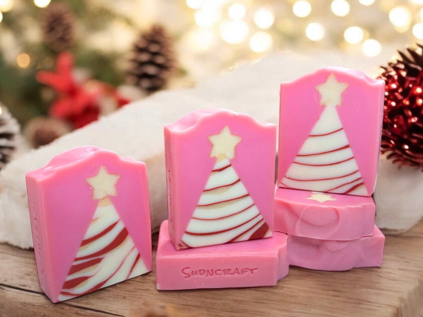 Christmas soap bars for the winter holiday season.