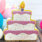 Birthday Cake Bath Bomb with Rainbow Colors Inside