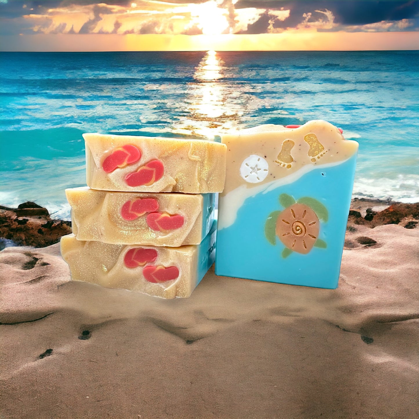 Escape to island paradise with our Sea Turtle Beach Handcrafted Soap Bar! This artisan soap features a tropical blend of sweet coconut and juicy island fruits, enhanced by the exotic floral notes of tiare and plumeria blossoms. Hand-poured in small batches, this beachy bar is perfect for anyone who loves coastal vibes and summer scents. Gentle on the skin and rich in lather—it's your daily getaway in a bar!
