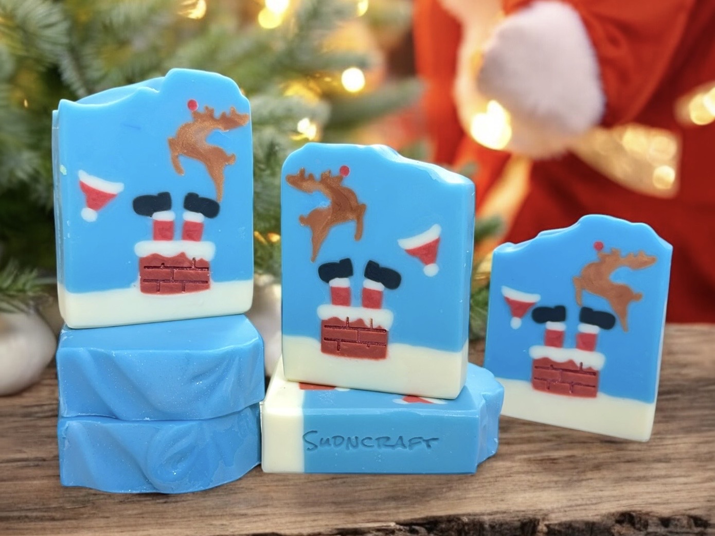 Handmade soap for Christmas gifts. Festive Holiday Soap Bars.