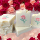 Handcrafted Fresh Rose Soap Bar with a light floral scent. Gently cleanses, softens skin, and adds a touch of everyday luxury. Phthalate-free & handmade.