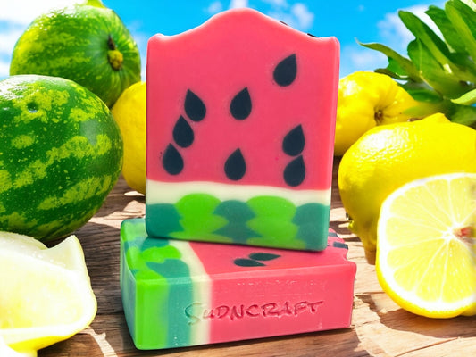Watermelon Lemonade Soap – Handcrafted Glycerin Soap Slice – Fruit Shaped Soap – Summer Scented Soap – Fun Novelty Gift – Handmade Soap Bar