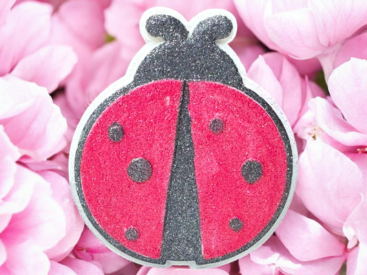 Lady Bug Bath Bomb with Hidden Colors – Wild Berry, Jasmine & Vanilla Praline Scent – Handmade Garden-Inspired Bath Fizzy