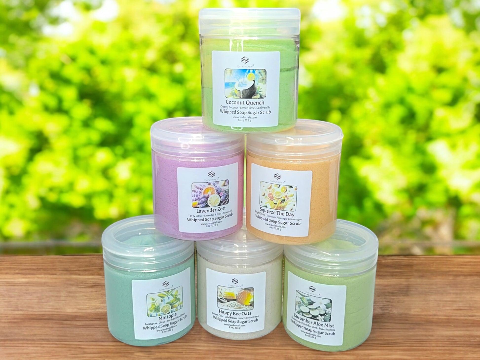 Whipped to perfection! Our handmade whipped soap sugar scrubs gently exfoliate, cleanse, and hydrate with organic sugar, shea butter, and dreamy fragrances like Coconut Quench and Lavender Zest. Small-batch skincare made in Weston, Nebraska!
