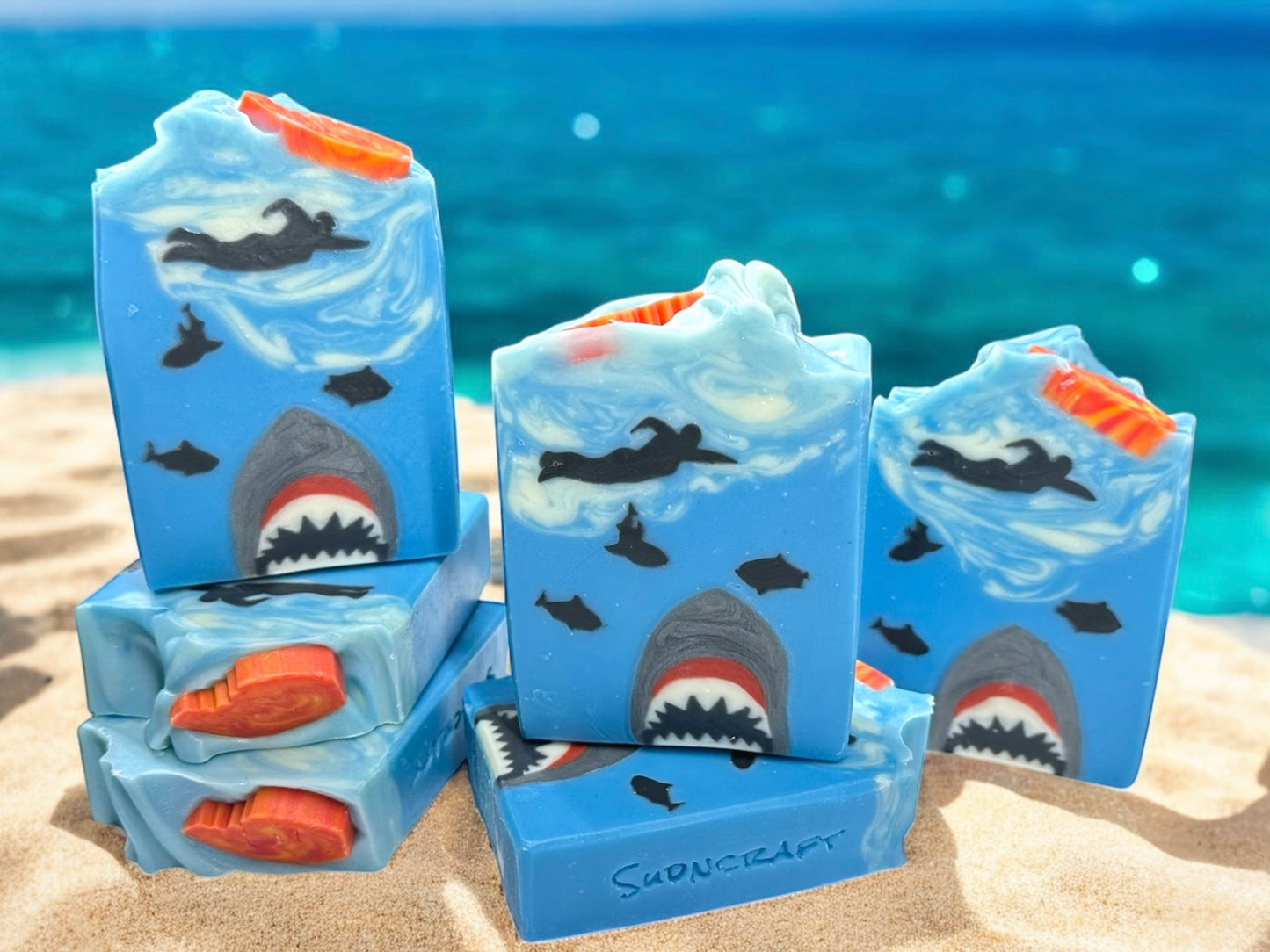 Whether you're gifting to a shark lover, beach bum, or just want a jaw-some addition to your bathroom, this soap bar is fin-tastically fun and totally unique.

 Great for Shark Week parties
Made with high-quality skin-loving ingredients
 Kid-approved and adult-adored
Limited Edition – Catch it before it swims away!