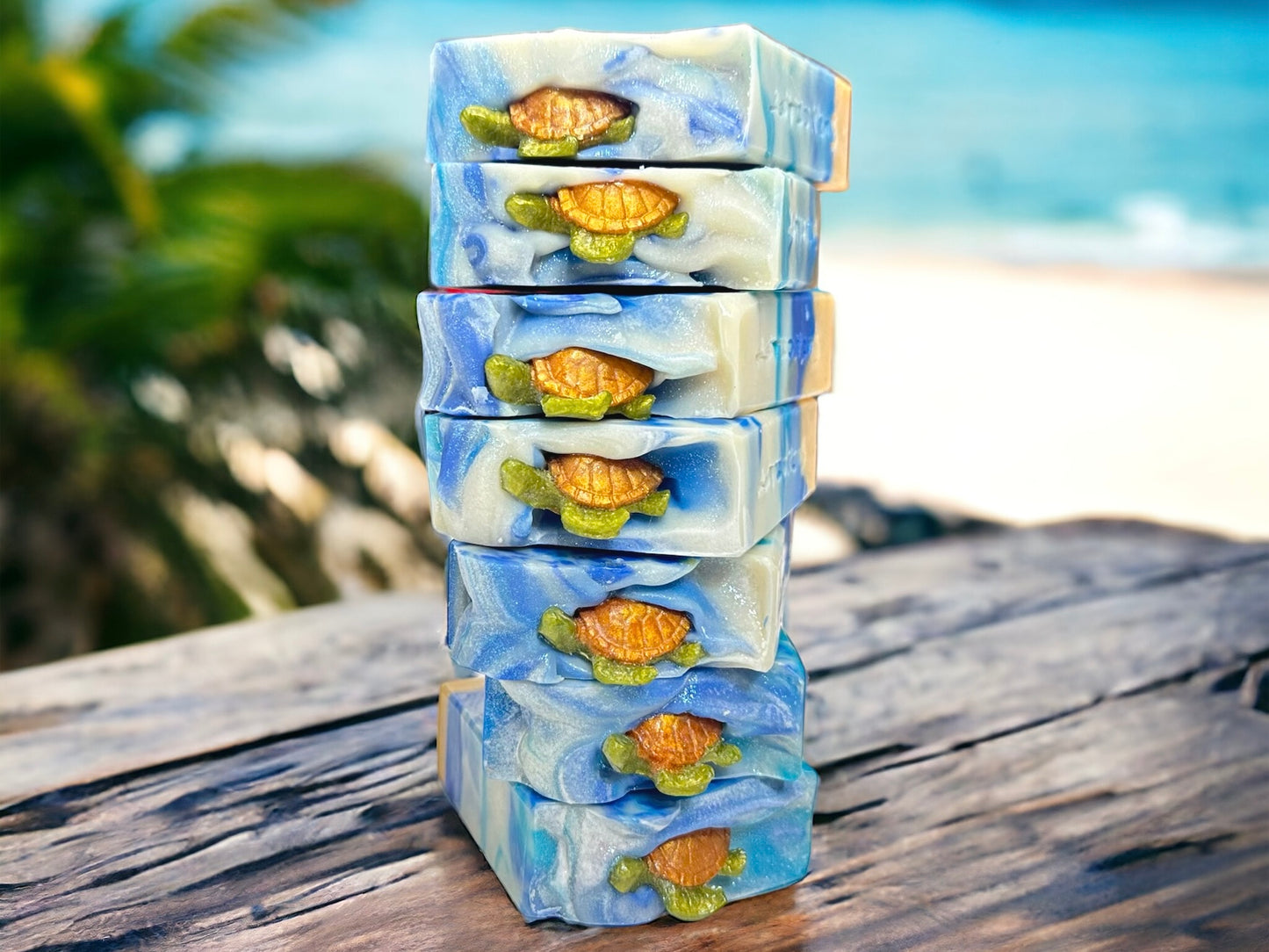 handmade beach themed soap bar grate for pool party favors