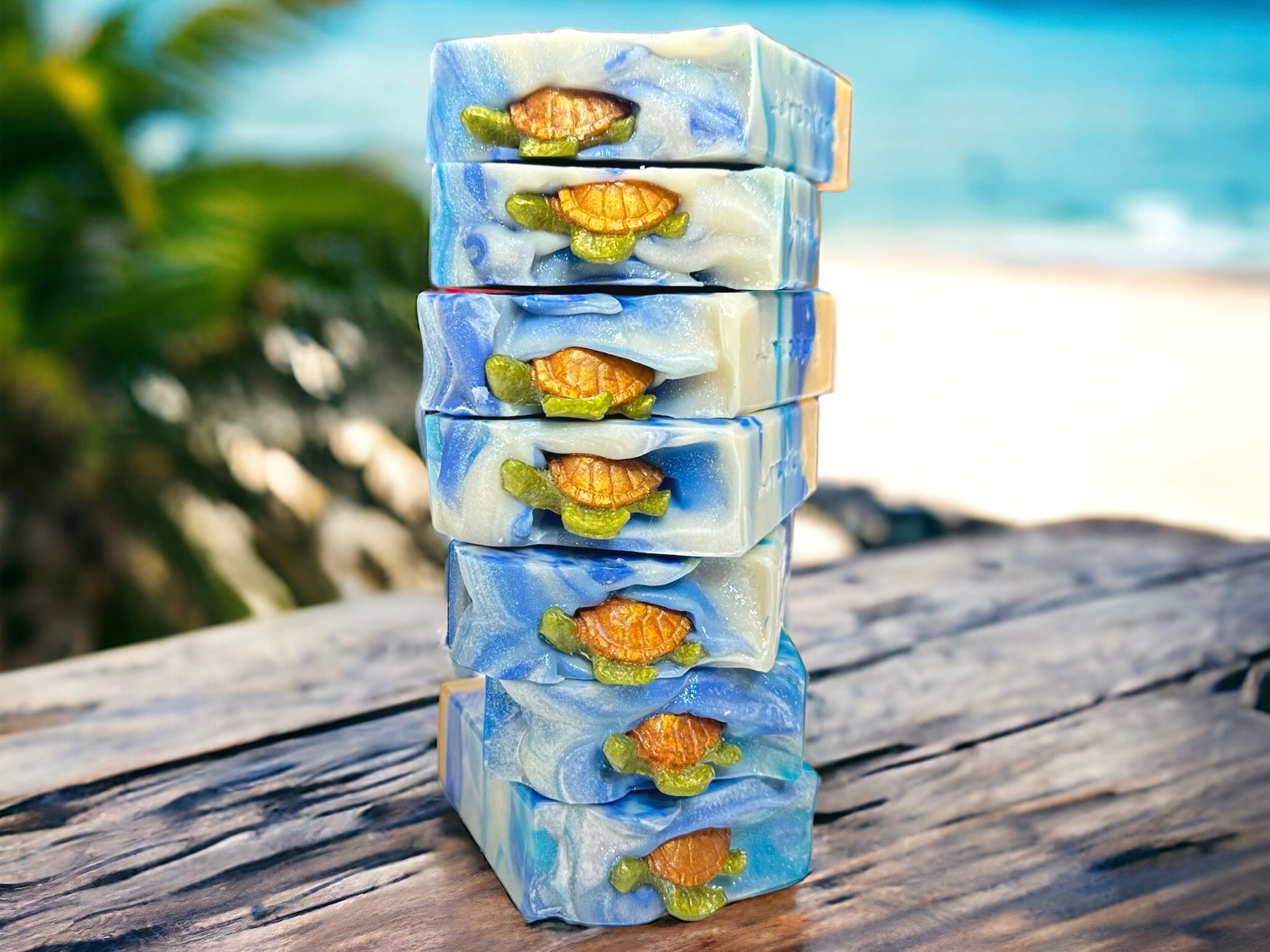 handmade beach themed soap bar grate for pool party favors